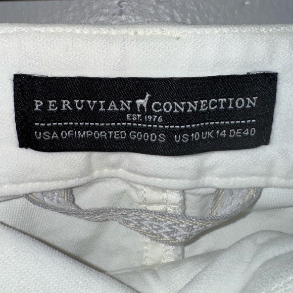 Peruvian Connection Women's Pants Cotton Blend White Size 10 EUC - Picture 4 of 7